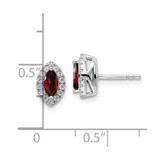 14k White Gold 1/5 carat Lab Grown Diamond VS/SI+ G+ and Garnet January Birthstone Post Earrings