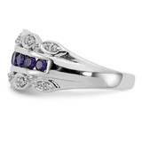 14k White Gold 1/5 carat Lab Grown Diamond VS/SI+ G+ and Lab Created Blue Sapphire Complete Fancy Ring - RM-BB7E558B-4868