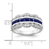 14k White Gold 1/5 carat Lab Grown Diamond VS/SI+ G+ and Lab Created Blue Sapphire Complete Fancy Ring - RM-BB7E558B-4868