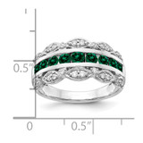 14k White Gold 1/5 carat Lab Grown Diamond VS/SI+ G+ and Lab Created Emerald Complete Fancy Ring