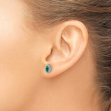 14k White Gold 1/5 carat Lab Grown Diamond VS/SI+ G+ and Lab Created Emerald May Birthstone Post Earrings