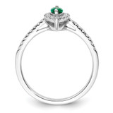 14k White Gold 1/5 carat Lab Grown Diamond VS/SI+ G+ and Lab Created Emerald May Birthstone Ring