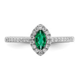 14k White Gold 1/5 carat Lab Grown Diamond VS/SI+ G+ and Lab Created Emerald May Birthstone Ring