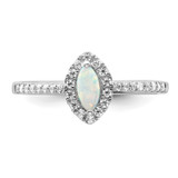 14k White Gold 1/5 carat Lab Grown Diamond VS/SI+ G+ and Lab Created Opal October Birthstone Ring