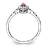 14k White Gold 1/5 carat Lab Grown Diamond VS/SI+ G+ and Lab Created Pink Sapphire October Birthstone Ring