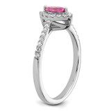 14k White Gold 1/5 carat Lab Grown Diamond VS/SI+ G+ and Lab Created Pink Sapphire October Birthstone Ring
