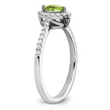 14k White Gold 1/5 carat Lab Grown Diamond VS/SI+ G+ and Peridot August Birthstone Ring
