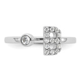 14k White Gold 1/5 carat Lab Grown Diamond VS/SI+ G+ Initial B Adjustable Ring