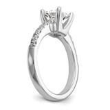 14k White Gold 1/5 carat Lab Grown Diamond VS/SI+ G+ Princess 1 carat center Semi Mount Engagement Ring