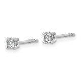 14k White Gold 1/5 ctw Lab Grown Diamond VS+ F+ Round 4 Prong Heavy Wt. Stud Earrings - EM-ED927F35-1347