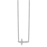 14k White Gold 1/6 carat Diamond Sideways Cross 18 inch Necklace - PM-2AEECD2D-8442