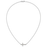 14k White Gold 1/6 carat Diamond Sideways Cross 18 inch Necklace - PM-6FE5910E-6544