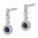 14k White Gold 1/6 carat Lab Grown Diamond VS/SI+ G+ and Cabochon Created Sapphire Complete Dangle Post Earrings