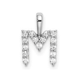 14k White Gold 1/6 carat Lab Grown Diamond VS/SI+ G+ Complete Letter M Initial Pendant