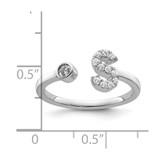 14k White Gold 1/6 carat Lab Grown Diamond VS/SI+ G+ Initial S Adjustable Ring