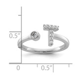 14k White Gold 1/6 carat Lab Grown Diamond VS/SI+ G+ Initial T Adjustable Ring