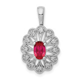 14k White Gold 1/6ct. Diamond and .70 Ruby Fancy Pendant