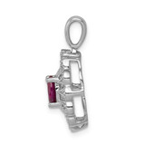 14k White Gold 1/6ct. Diamond and .70 Ruby Fancy Pendant