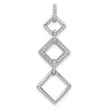 14k White Gold 1/6ct. Diamond Fancy Square Dangle Pendant