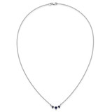 14k White Gold 1/8 carat Lab Grown Diamond VS/SI+ G+ and Created Sapphire Complete 18 inch Necklace