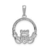 14k White Gold 1/8 carat Lab Grown Diamond VS/SI+ G+ Complete Circle Claddagh Pendant