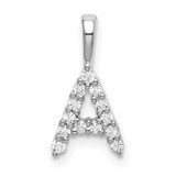 14k White Gold 1/8 carat Lab Grown Diamond VS/SI+ G+ Complete Letter A Initial Pendant