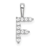 14k White Gold 1/8 carat Lab Grown Diamond VS/SI+ G+ Complete Letter F Initial Pendant