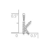 14k White Gold 1/8 carat Lab Grown Diamond VS/SI+ G+ Complete Letter K Initial Pendant