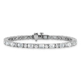 14k White Gold 10 carat Lab Grown Diamond VS/SI+ G+ Complete Emerald and Round Tennis Bracelet