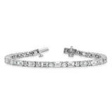 14k White Gold 10 carat Lab Grown Diamond VS/SI+ G+ Complete Emerald and Round Tennis Bracelet