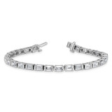 14k White Gold 10 carat Lab Grown Diamond VS/SI+ G+ Emerald Bezel Set Tennis Bracelet