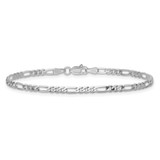 14K White Gold 10 inch 2.75mm Flat Figaro with Lobster Clasp Anklet