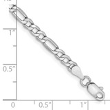 14K White Gold 10 inch 3.5mm Semi-Solid Figaro with Lobster Clasp Chain