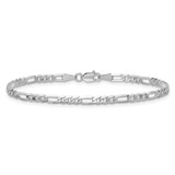 14K White Gold 10 inch 3mm Flat Figaro with Lobster Clasp Anklet