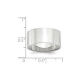 14k White Gold 10mm Lightweight Flat Wedding Band Size 9.5