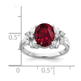 14k White Gold 10x8mm Oval Created Ruby AA Diamond ring
