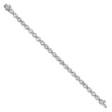14k White Gold 11 carat Lab Grown Diamond VS/SI+ G+ Round and Oval 7 inch Fancy Tennis Bracelet