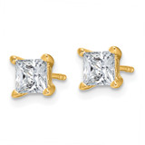 14k 1 1/2 carat Certified Lab Grown Diamond VS+ F+ Princess Complete Four Prong Stud Earrings