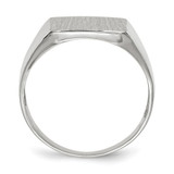 14k White Gold 13.0x13.5mm Open Back Satin Mens Signet Ring