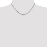 14K White Gold 16 inch 3mm Diamond-cut Round Open Link Cable with Lobster Clasp Chain