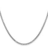 14K White Gold 18 inch 2.45mm Semi-Solid Round Box with Lobster Clasp Chain