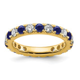 14k 1 1/5 carat Lab Grown Diamond VS/SI+ G+ and Lab Created Blue Sapphire Size 7 Eternity Band