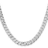 14K White Gold 18 inch 7.25mm Flat Beveled Curb with Lobster Clasp Chain