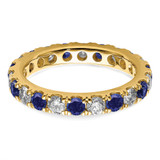 14k 1 1/5 carat Lab Grown Diamond VS/SI+ G+ and Lab Created Blue Sapphire Size 7.5 Eternity Band
