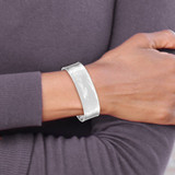 14k White Gold 19mm Hammered Polished Cuff Bangle Bracelet