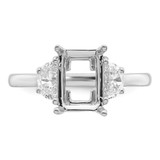 14k White Gold 2 1/2 carat Certified Lab Grown Diamond VS/SI+ G+ Complete Emerald and Half Moon Three Stone Engagement Ring
