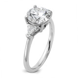 14k White Gold 2 1/2 carat Certified Lab Grown Diamond VS/SI+ G+ Round and Triangle Complete Three Stone Engagement Ring