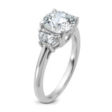 14k White Gold 2 1/2 carat Certified Lab Grown Diamond VS+F+ Round Complete Three Stone Engagement Ring