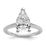 14k White Gold 2 1/2 carat Lab Grown Diamond VS/SI+ G+ Pear Solitare Complete Engagement Ring