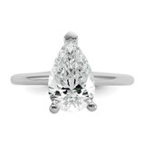 14k White Gold 2 1/2 carat Lab Grown Diamond VS/SI+ G+ Pear Solitare Complete Engagement Ring